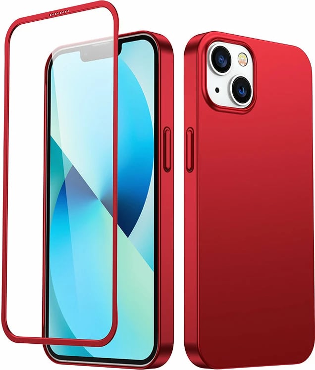 Mbështjellës Joyroom JR-BP927 për iPhone 13, 360 gradë, xham i temperuar, Kuq