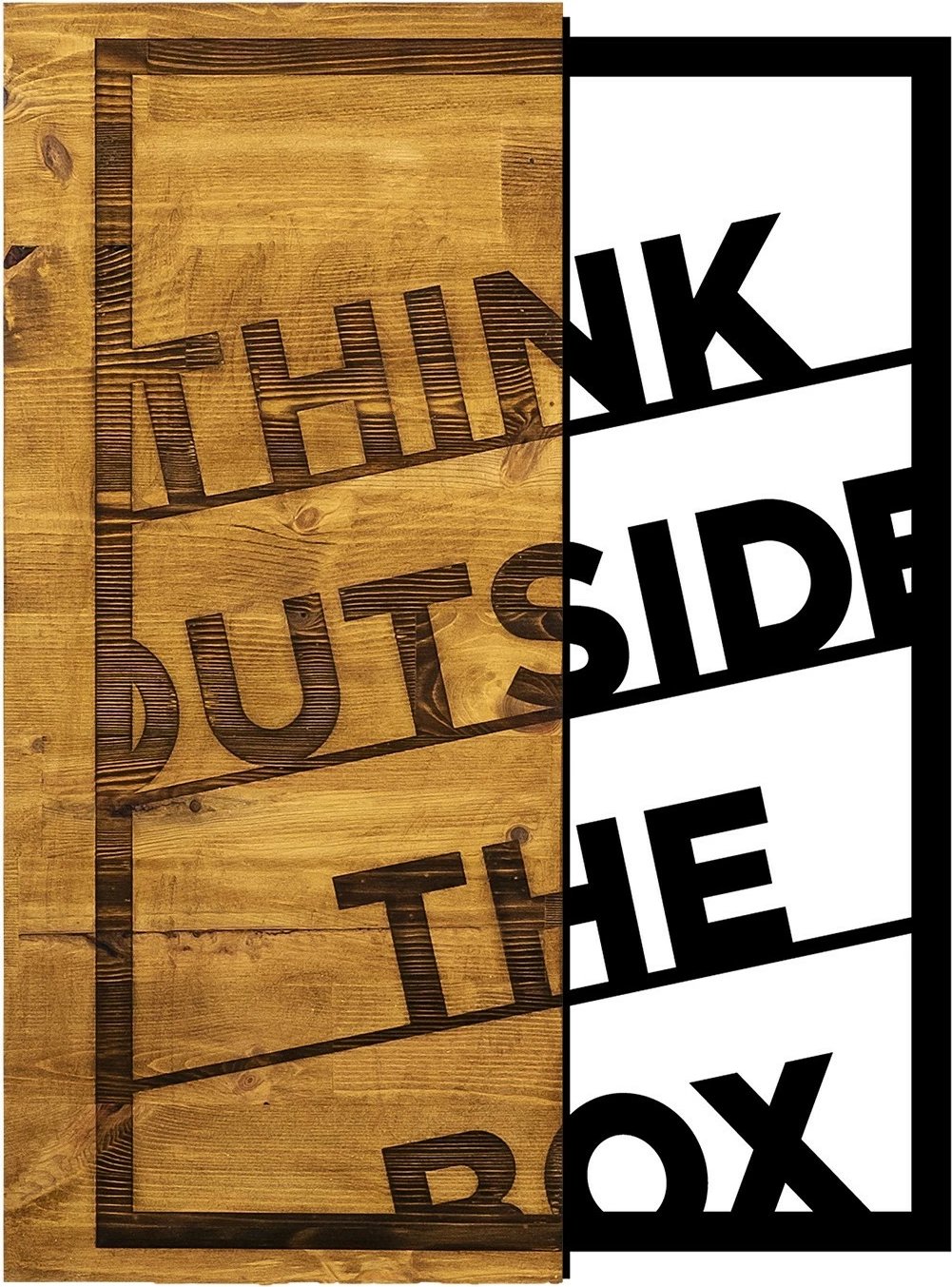 Aksesor dekorativ për mur, dru arre dhe metal, Think Outside The Box, 42x58cm