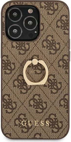 Mbështjellës Guess GUHCP13L4GMRBR për iPhone 13 Pro/13 6.1", me unazë, kafe