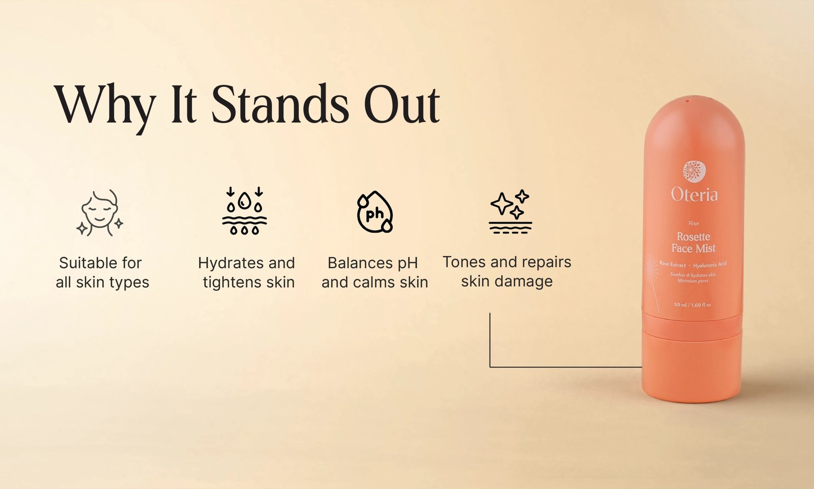 Sprej për fytyrë Oteria Rosette Face Mist, 50ml