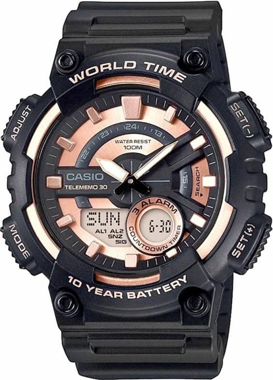 Orë dore për meshkuj CASIO, e zezë