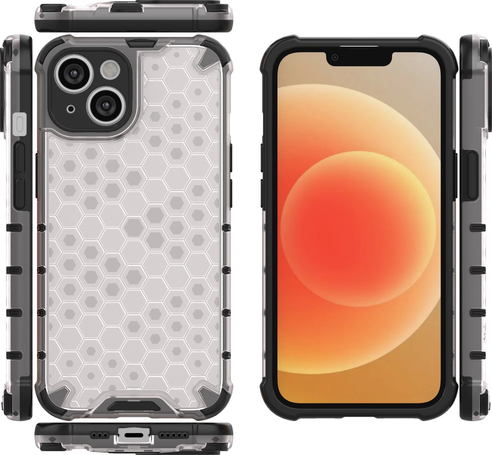 Mbështjellës Hurtel Honeycomb për iPhone 14, i zi