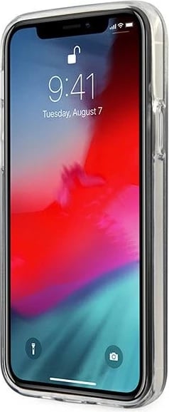 Mbështjellës Guess GUHCP12LPCUGLSBK për iPhone 12 Pro Max 6.7", Glitter Gradient, zi