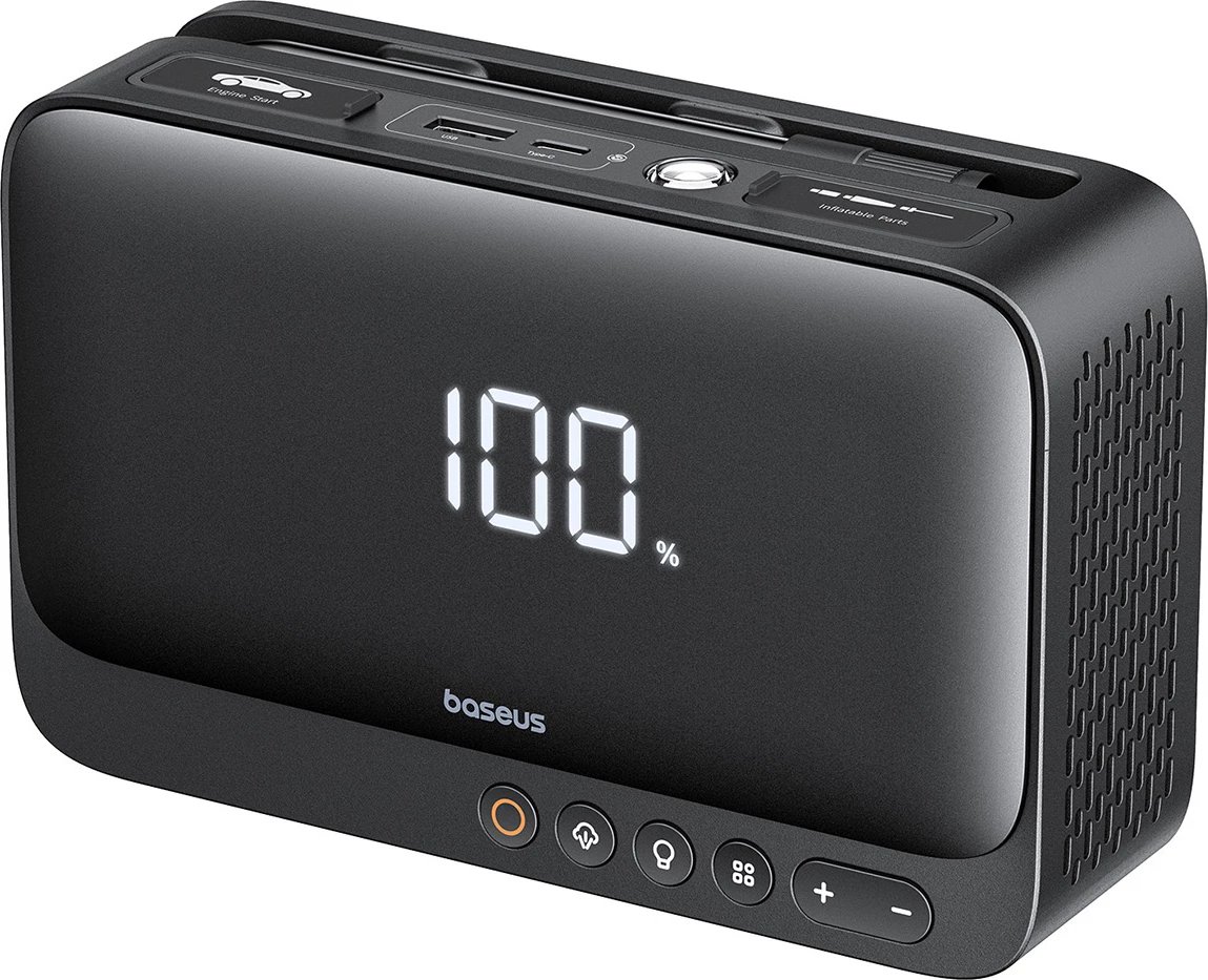 Jump starter Baseus Super Energy BS-CH013 4n1 me kompresor, powerbank 6000mAh, dritë LED, e zezë Jump starter Baseus Super Energy BS-CH013 4n1 me kompresor, powerbank 6000mAh, dritë LED, e zezë