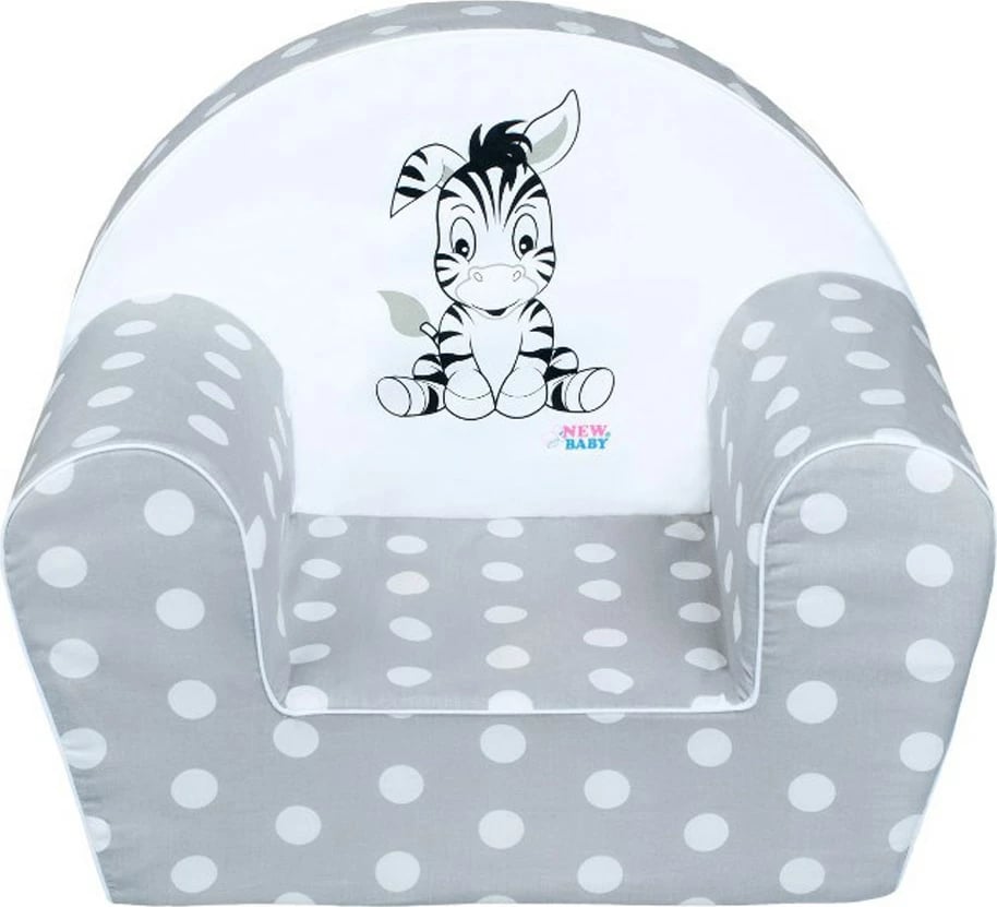 fotelë për fëmijë, New Baby, Zebra, 42x53 cm, kapak pambuku i heqshëm, gri