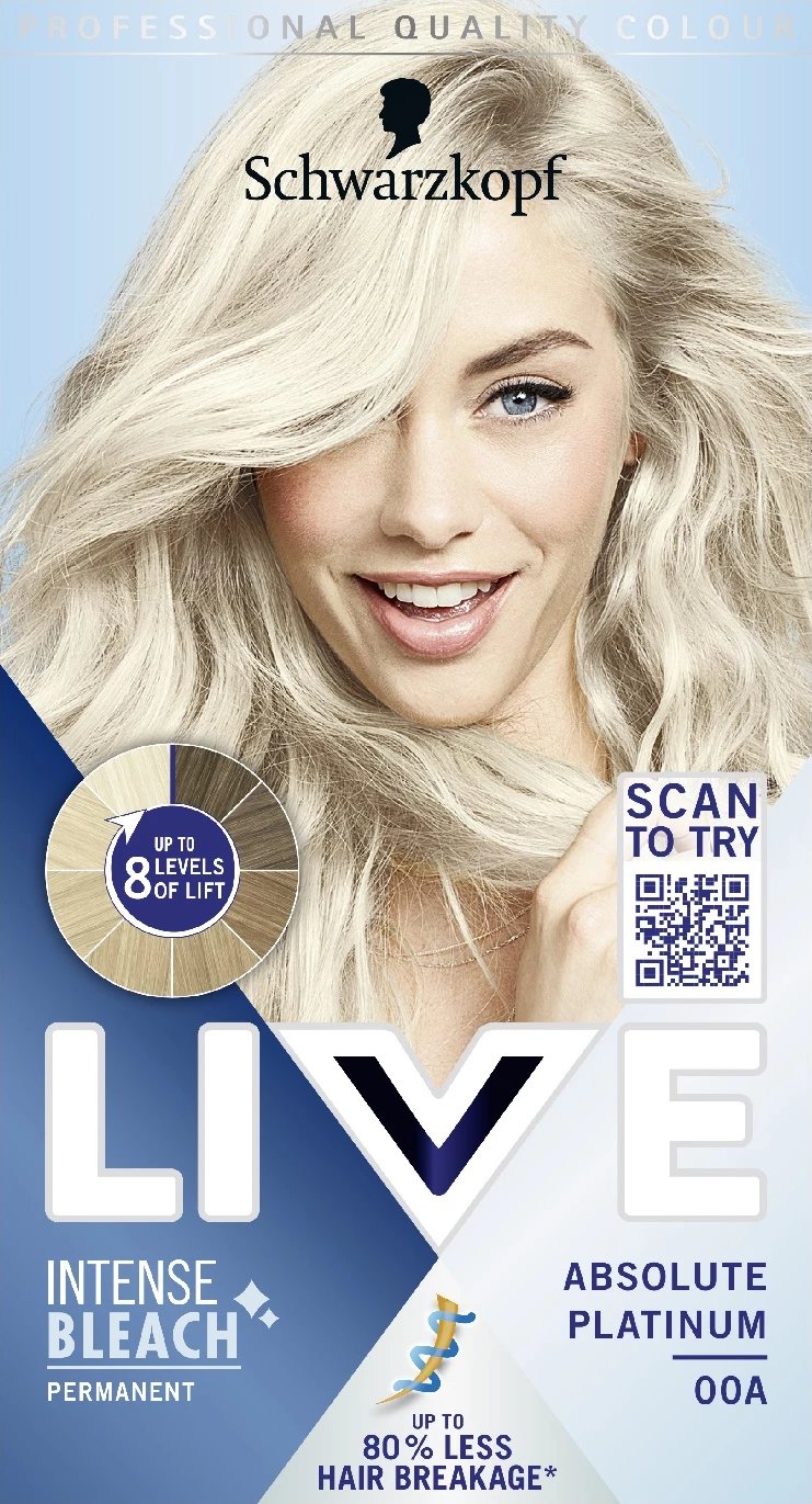 Zbardhues për flokë për femra Schwarzkopf Live Intense Bleach 00A Absolute Platinum