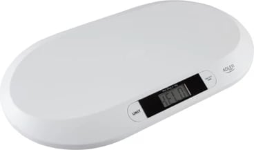 Peshore bebe, Adler, AD 8139, saktësi 0.01 kg, kapacitet 20 kg, platformë 56x26 cm, LCD me ndriçim, e bardhë