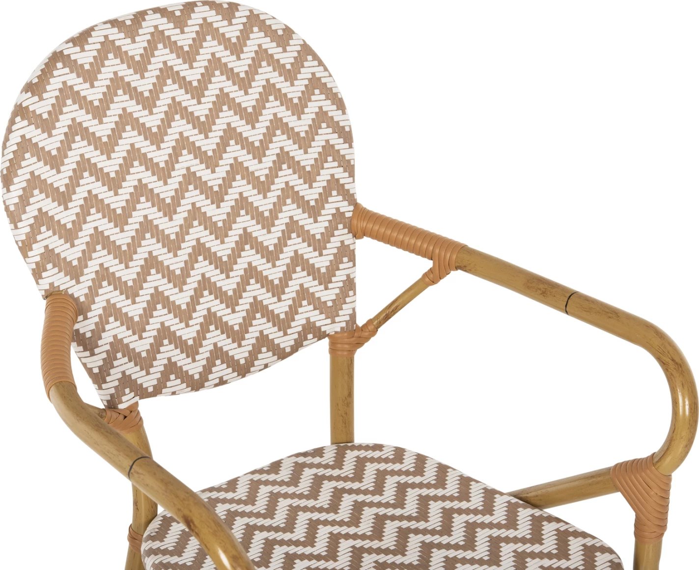 Karrige për jashtë, alumin pamje bambuje, tekstilene natyrale & e bardhë, FH5928.03, 55x58x95cm