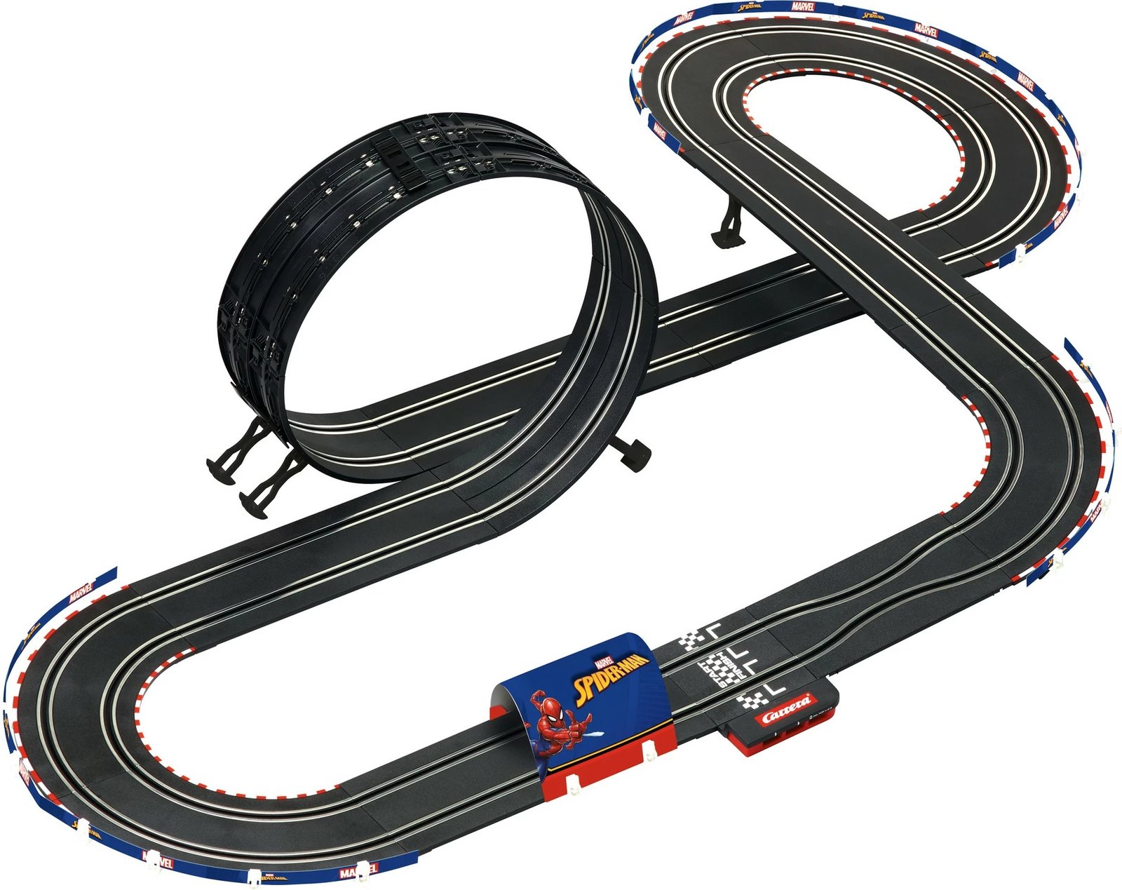 Set gare Carrera GO!!! Spider Racing, pista 4.9m, 2 makina, shumëngjyrëshe