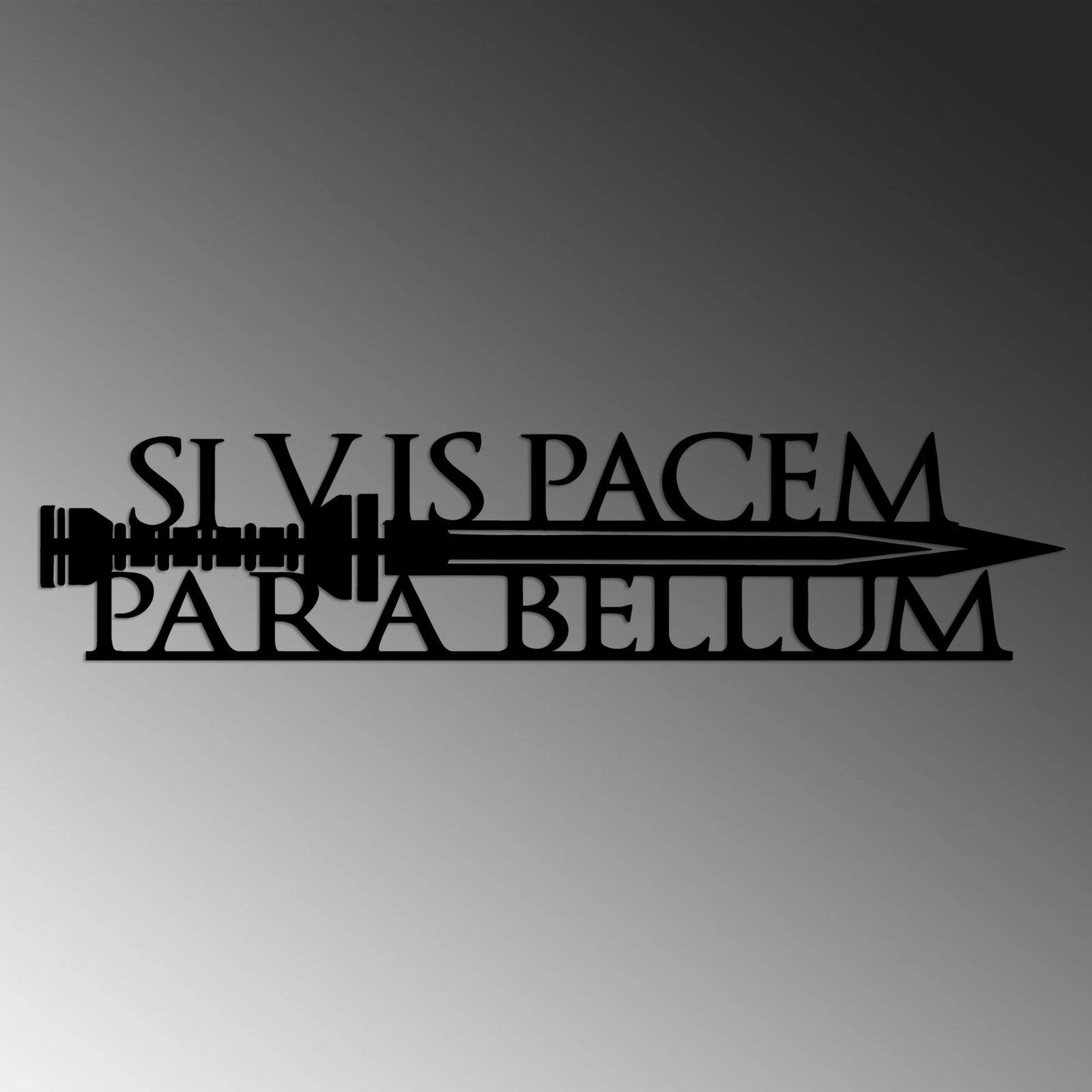 Aksesor dekorativ metalik për mur, Wallity, Si Vis Pacem 2, ngjyrë e zezë, 60x14cm