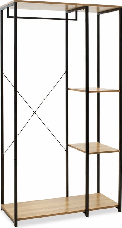 Njësi hyrëse Ramon ngjyrë lisi me kornizë metalike të zezë 90,5x41x167cm