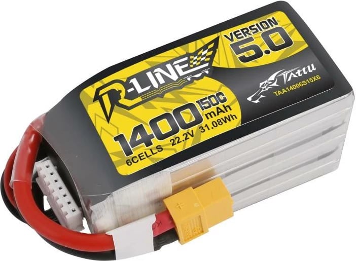 Bateri LiPo Tattu R-Line 5.0, 1400mAh, 22.2V, 150C, 6S1P, XT60