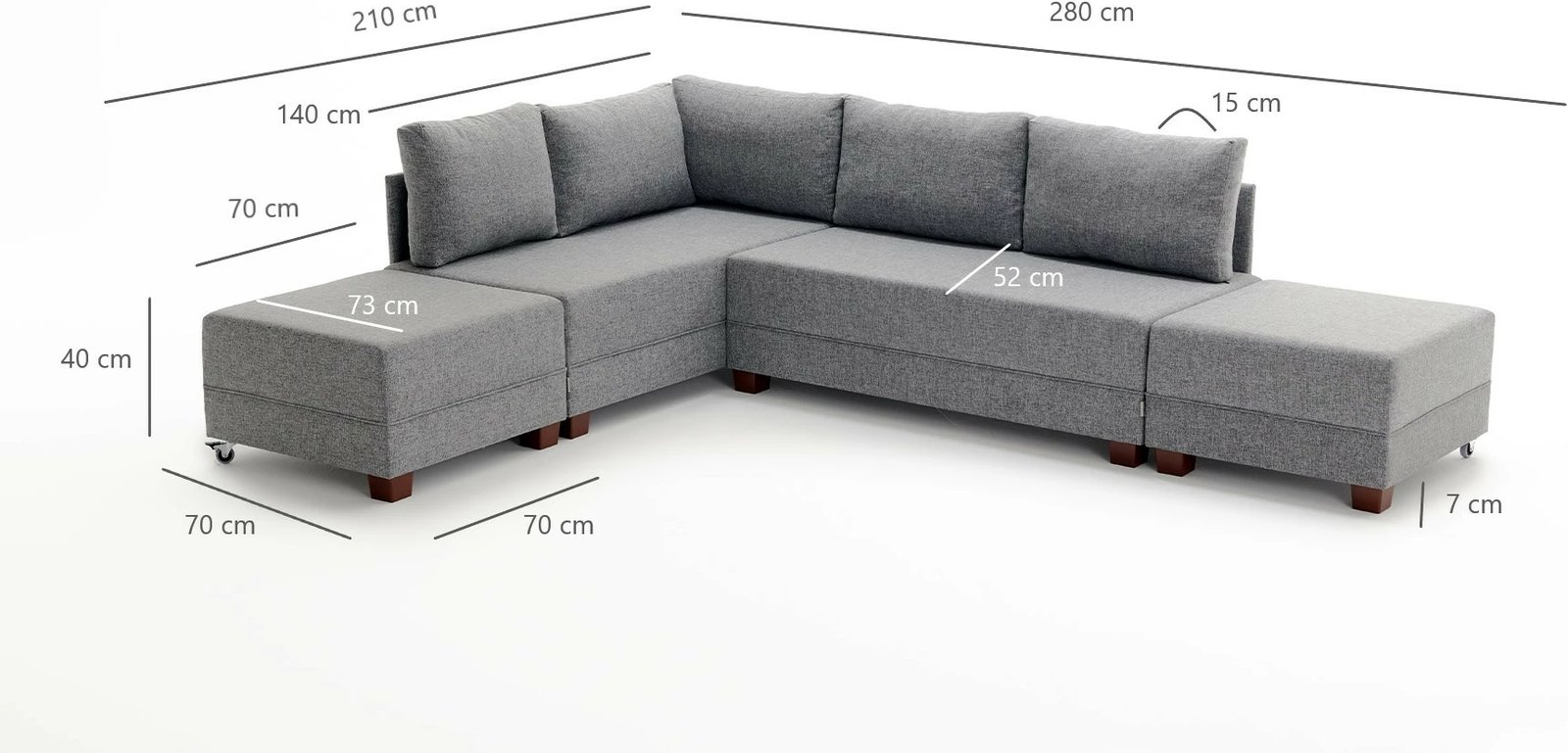 Kënd-sofë krevati Fly, ngjyrë kaltër, Atelier del Sofa, kënd majtas