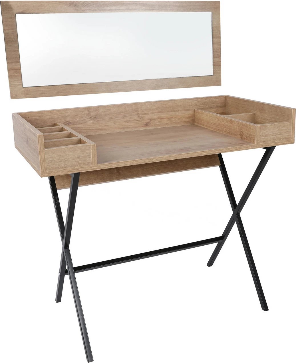 Tavolinë grimi moderne, ngjyrë arre dhe e zezë, Skye Decor, Sofya