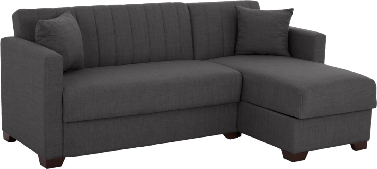 Divan qoshe GHUFRAN, gri, i kthyeshëm, 200x133x77cm