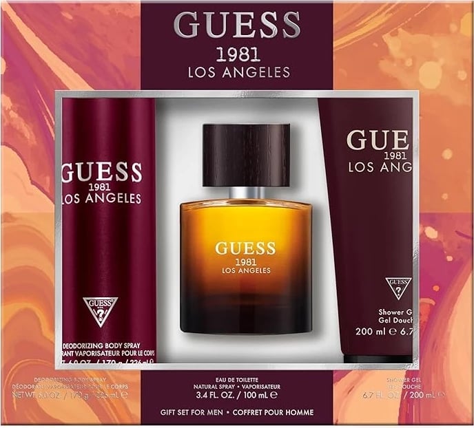 Set Eau de Toilette, deodorant edhe shower gel Guess 1981 Los Angeles për meshkuj 100ml + 200ml + 226ml