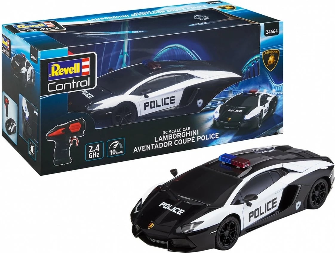 Veture lodër me telekomandë Revell RC Lamborghini Aventador Police, 1:24, zi/bardhë