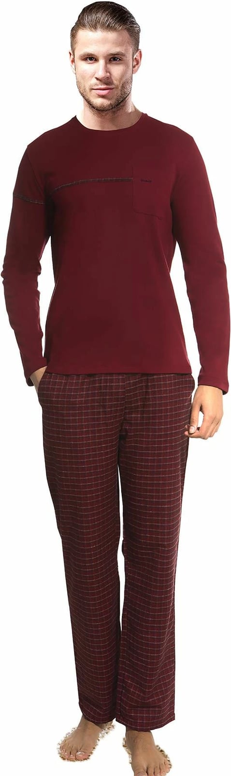 Set pizhamash për burra, Jumeon, 002-000467, ngjyrë e kuqe Claret