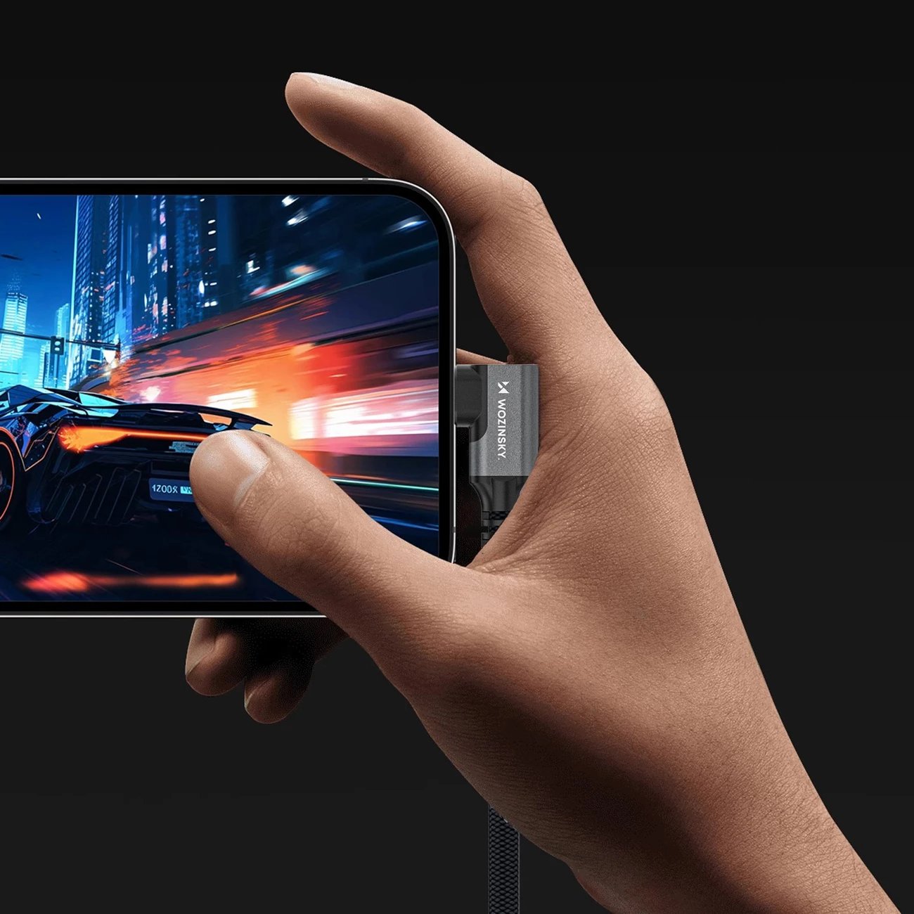 Kabllo USB-C Thunderbolt 4 me kënd 90°, Wozinsky WPS2-UY41S, 240W 40Gbps 2m, e zezë