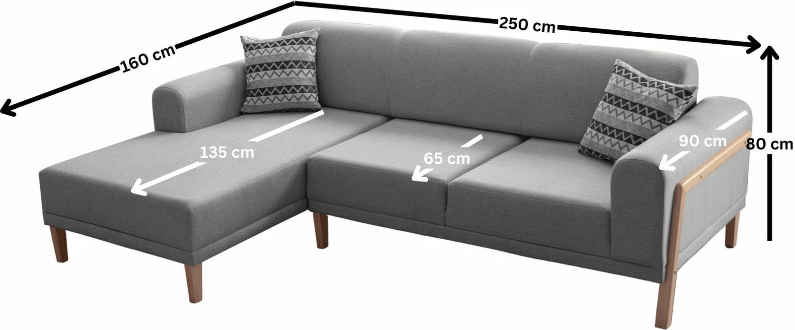 Këndare Atelier del Sofa, latte relax, kënd i majtë, ngjyrë gri