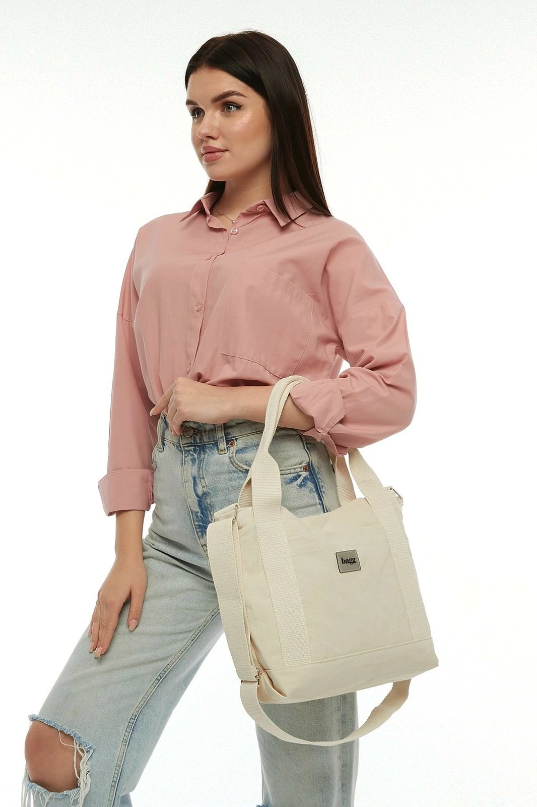 Çantë tote krem Zoozie Bags, 2143