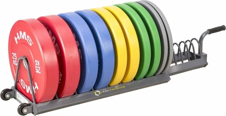 Karrocë peshash HMS për palestër, ngjyrë çeliku