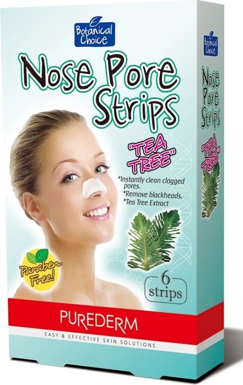 Pllaka për pore të hundës Purederm Tea Tree për femra, 6 copë
