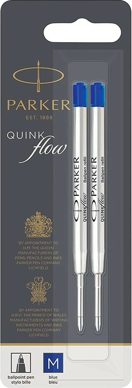 Refill për stilolaps PARKER 1950373, medium, 2 copë, ngjyrë blu/argjendtë