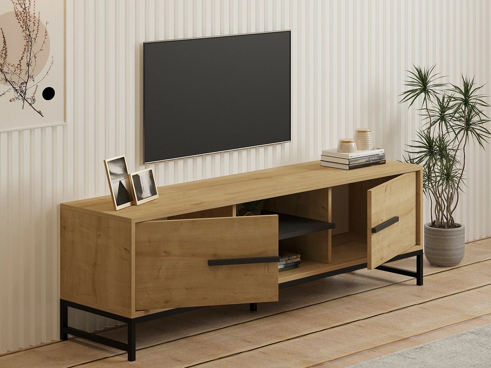 Komodë TV Hanah Home, Mono - ngjyrë lisi Sapphire Oak