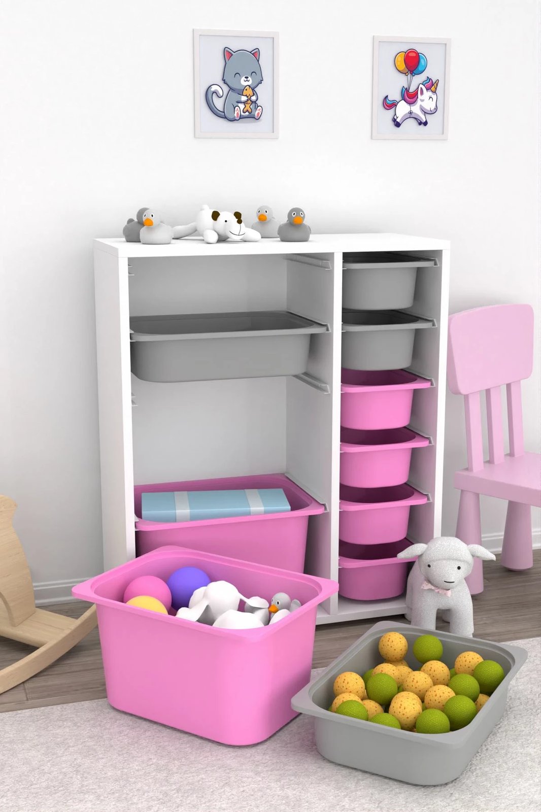 Dollap multifunksional Hanah Home, Zen 2D2K6U, bardhë, gri, rozë