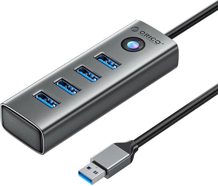 Hub USB Orico PDD4U, 4x USB 3.0, alumini, Gri