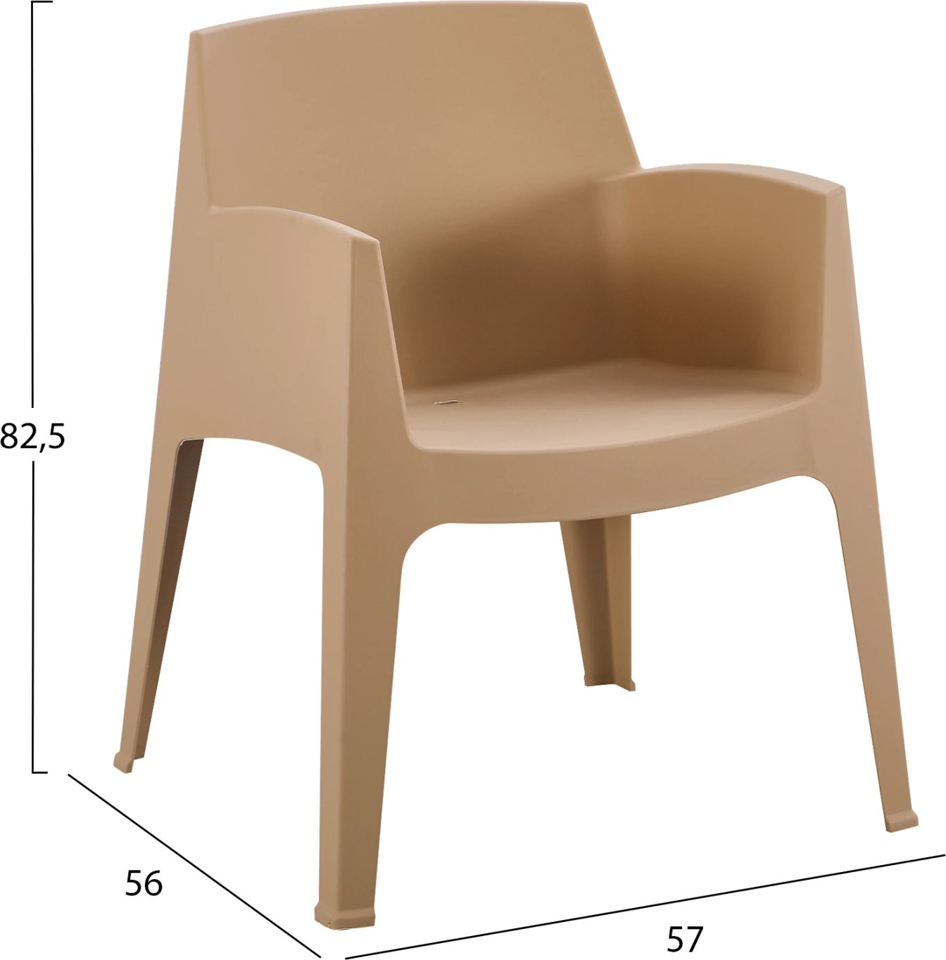 Karrige me krahë polipropileni SLEEK, ngjyrë kapuçino, FH6370.03, 57x56x82.5cm