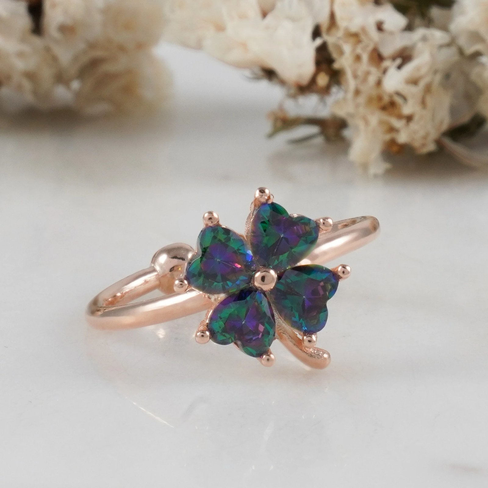 Unazë argjendi, ngjyrë rozë ari dhe vjollcë, Jumeon 10107MİSTİK