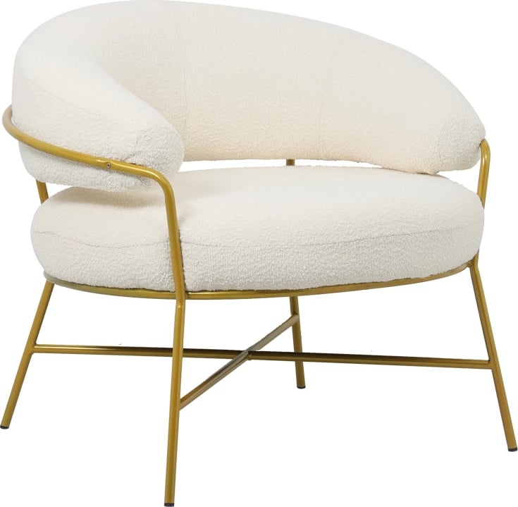 Karrige Malu boucle krem-ari këmbë metalike 84x79x76cm