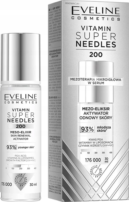 Eliksir për fytyrë për femra Eveline Cosmetics Vitamin Super Needles 200 Mesotherapy Elixir Skin Renewal Activator, 30ml