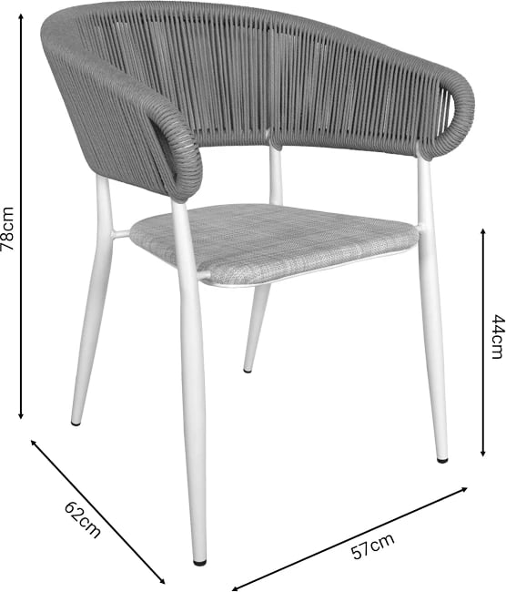 Tavolinë me karrige Kliton - Raven set 5 copë, alumin, ngjyrë e bardhë/natyrale, 80x80x74cm