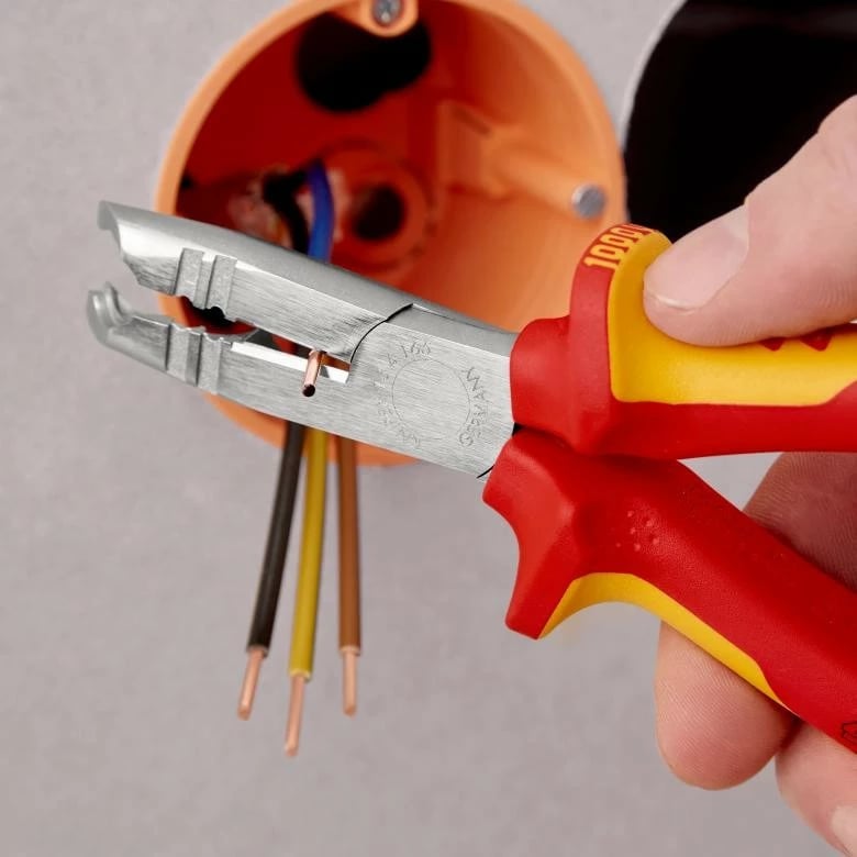 Kërrabza zhveshëse Knipex 13 46 165, izolim mbrojtës, 165mm, kuqe/verdhe