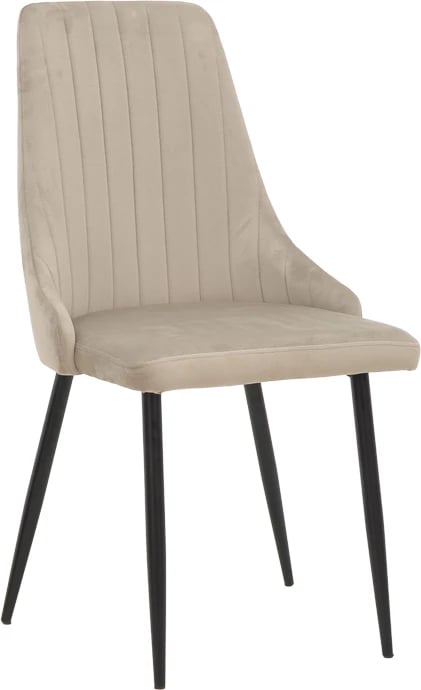 Karrige Azori kadife, bezhë-gri, këmbë metalike të zeza, 49x55x85cm (set prej 2 copash)