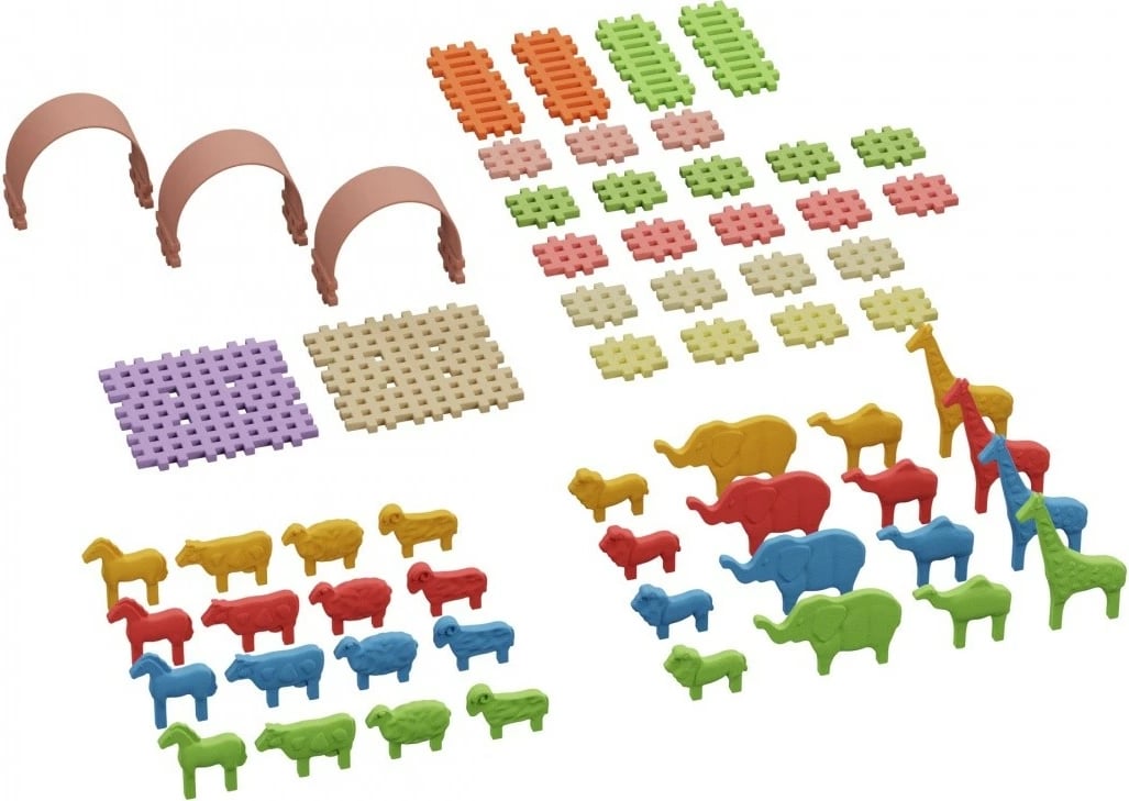 Set lodrash ndërtimi Marioinex Mini Waffle Animals, 62 pjesë, shumëngjyrëshe