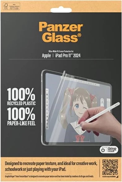 Folie mbrojtëse PanzerGlass GraphicPaper për iPad Pro 11" 2024, antibakteriale, me teksturë letre