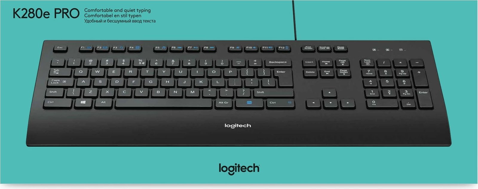 Tastierë Logitech K280e, full-size, me kabllo USB, AZERTY, e zezë
