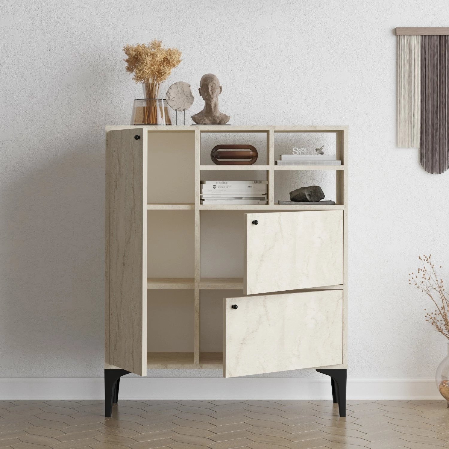 Konsolë Hanah Home, Ewa, ngjyrë travertine