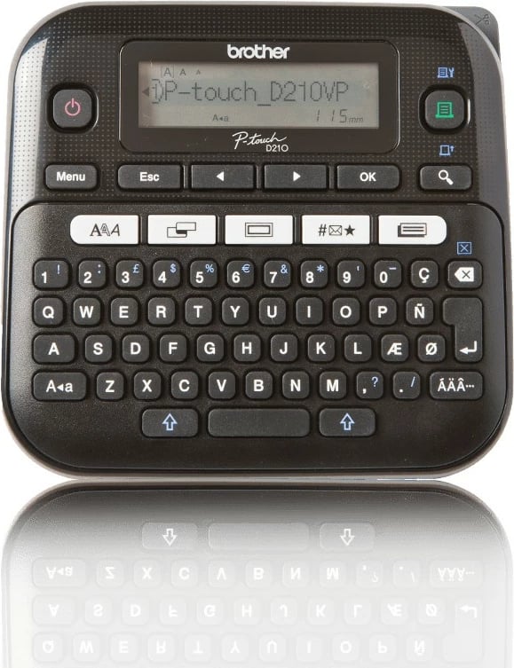 Printer etiketa Brother PT-D210VP, QWERTY, termal, 180x180 DPI, 20mm/s, e zezë