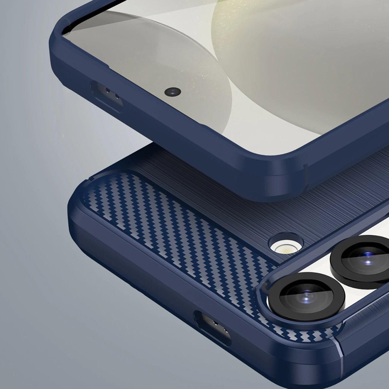Mbështjellës Hurtel Carbon Case për iPhone 16e, silikon, kaltër