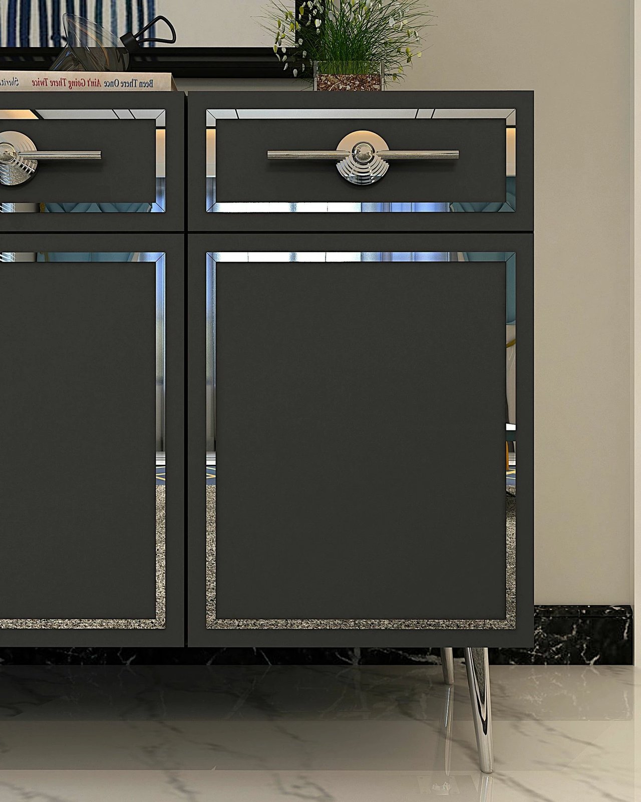 Konsol Skye Decor, Belly KB150, antracit, argjend