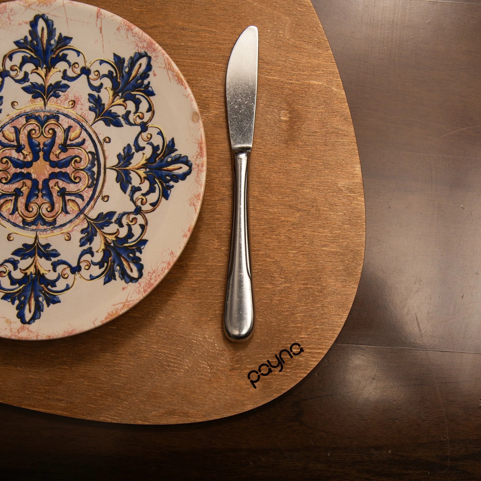 Set nënshtrues tavoline prej druri, 4 copë, Hermia, dardhë - arre