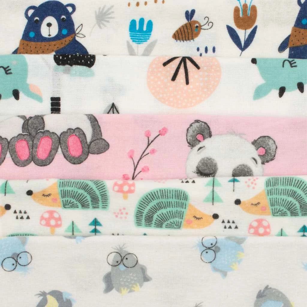 Pelenë flanele bebe, NEW BABY, 70x80 cm, 100% pambuk, me print, set 10 copë, ngjyrat sipas fotos