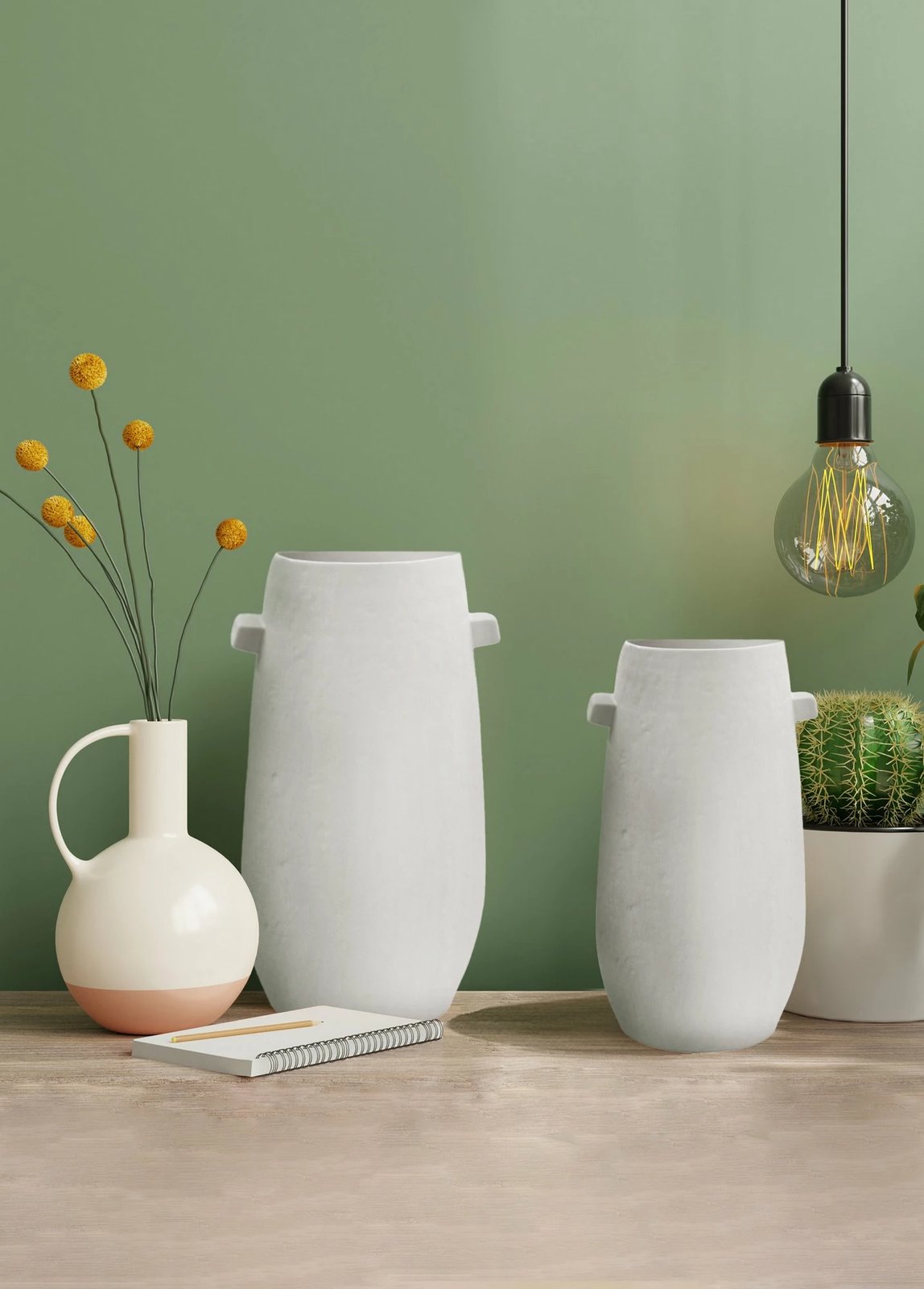 Vazo dekorative Aberto Design, e bardhë, DKR0482, 19x18x40cm