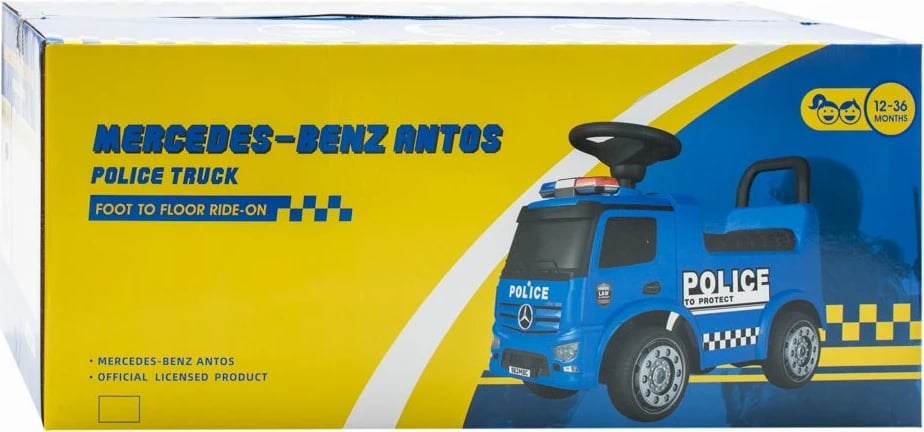 makinë ride-on fëmijësh, Baby Mix, Mercedes POLICE, me drita e tinguj, ngarkesë 25 kg, për 12m+, blu