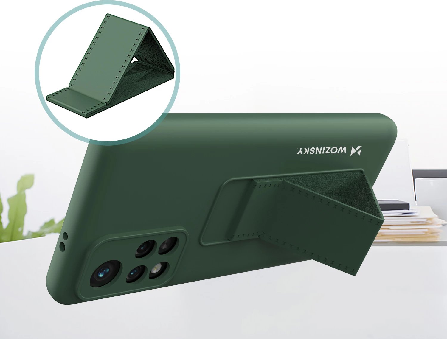 Mbështjellës Wozinsky Kickstand Case për Xiaomi Poco M4 Pro 5G, silikon, rozë